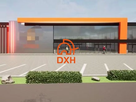 Edificio de centro comercial de dos pisos con estructura de acero en Aruba